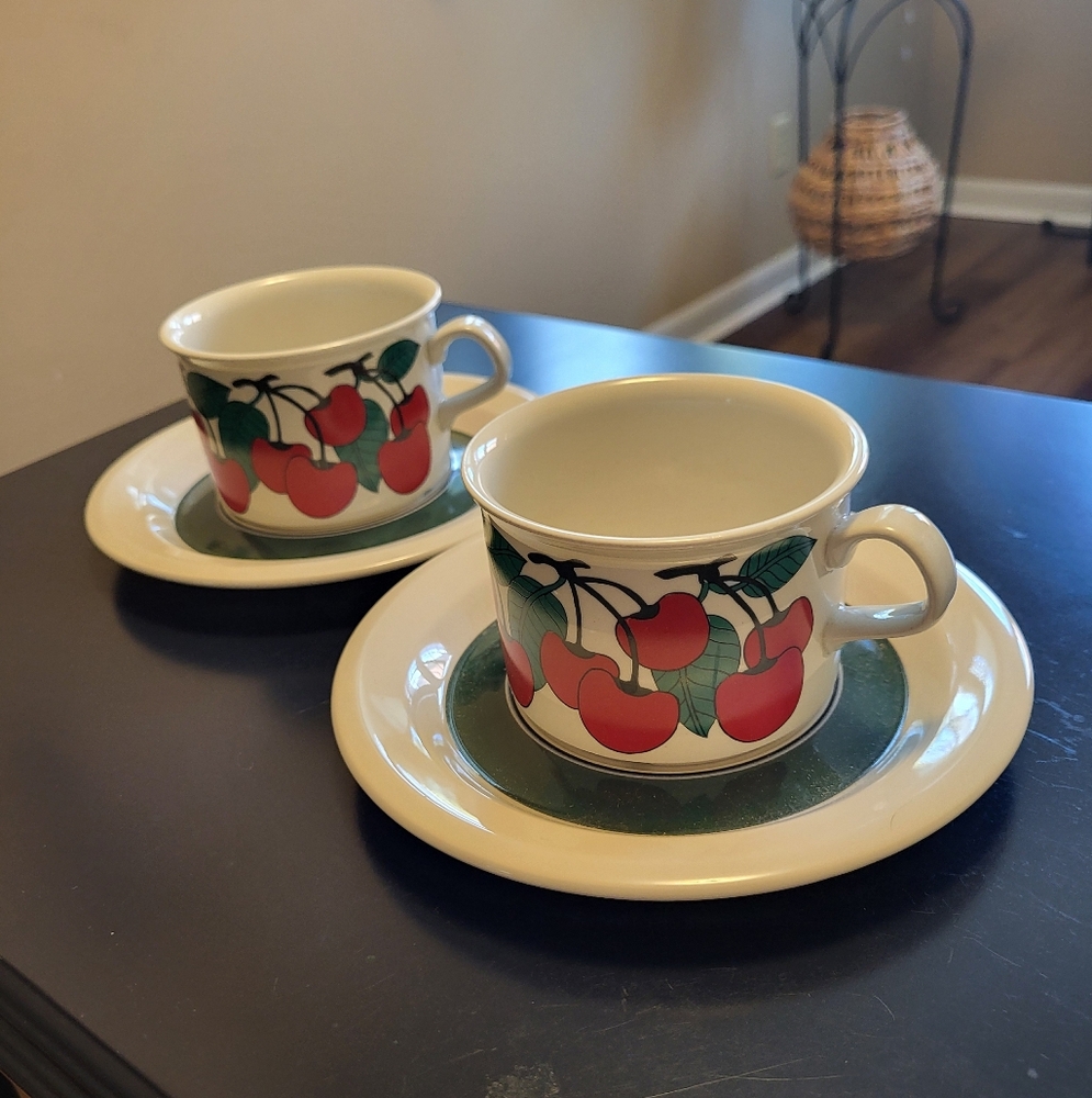 Cherry Design Mug and Saucer Set